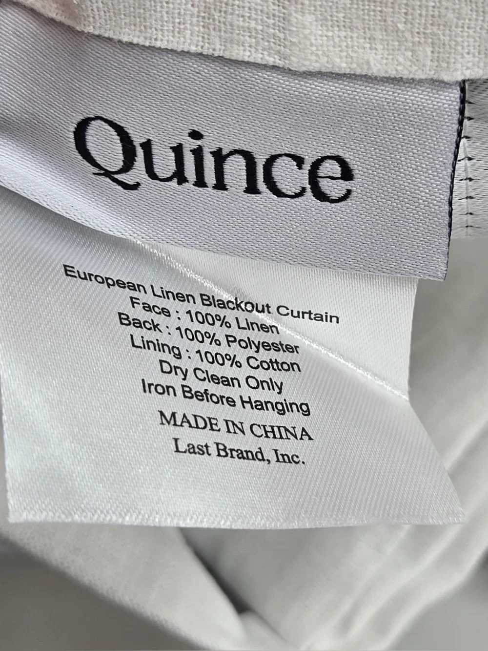 QUINCE Set Of 2 48x96 European Linen True Blackout Curtains White 0462